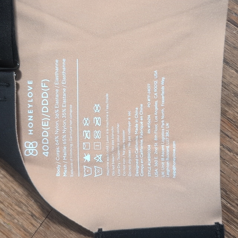 Honeylove Seamless Black Support Bra 40E - Picture 3 of 6